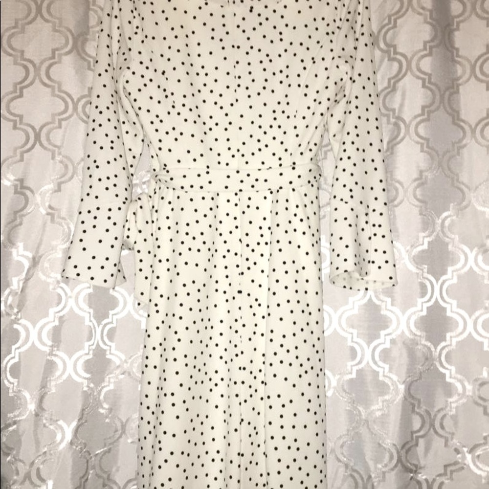 Size 8 DKNY Kate Spade ♠️ Vibes POLKA DOTS WRAP DRESS - Picture 7 of 8